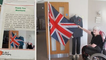 Guisborough care home thank local business for Union Jack donation